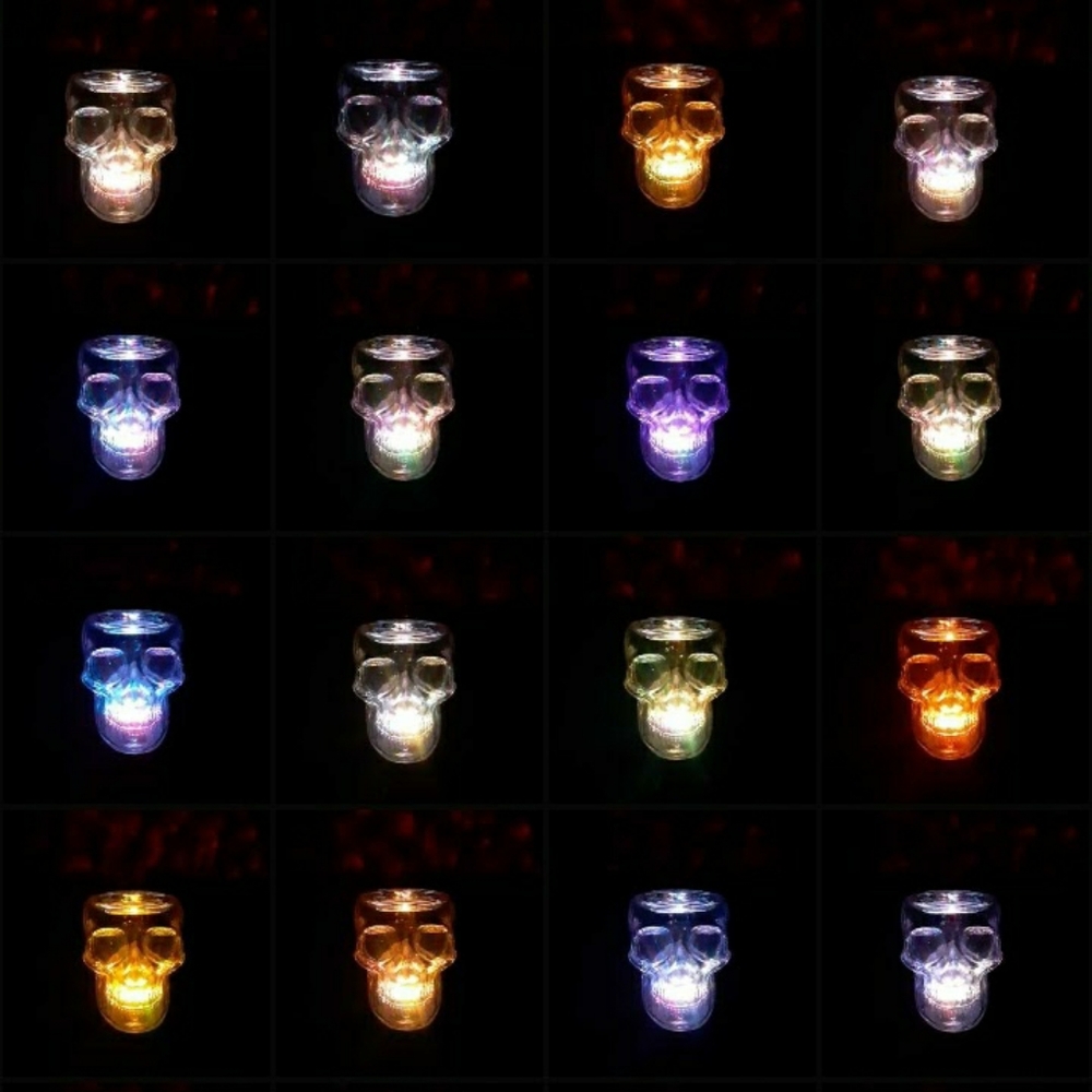 BBW Light-Up Glass Skull Pedestal